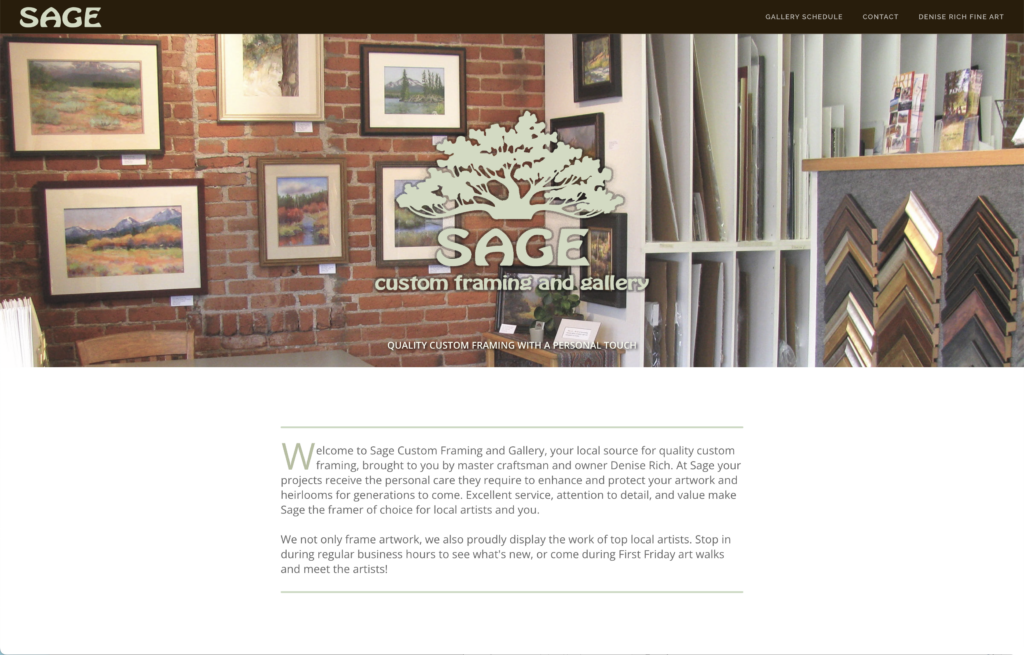 Sage Custom Framing and Gallery Website